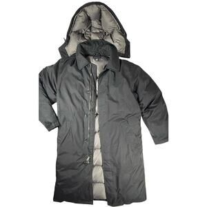 LANDS END Long 80% Down Parka Coat Hood Sz Sm 34-36 Black Business Jacket